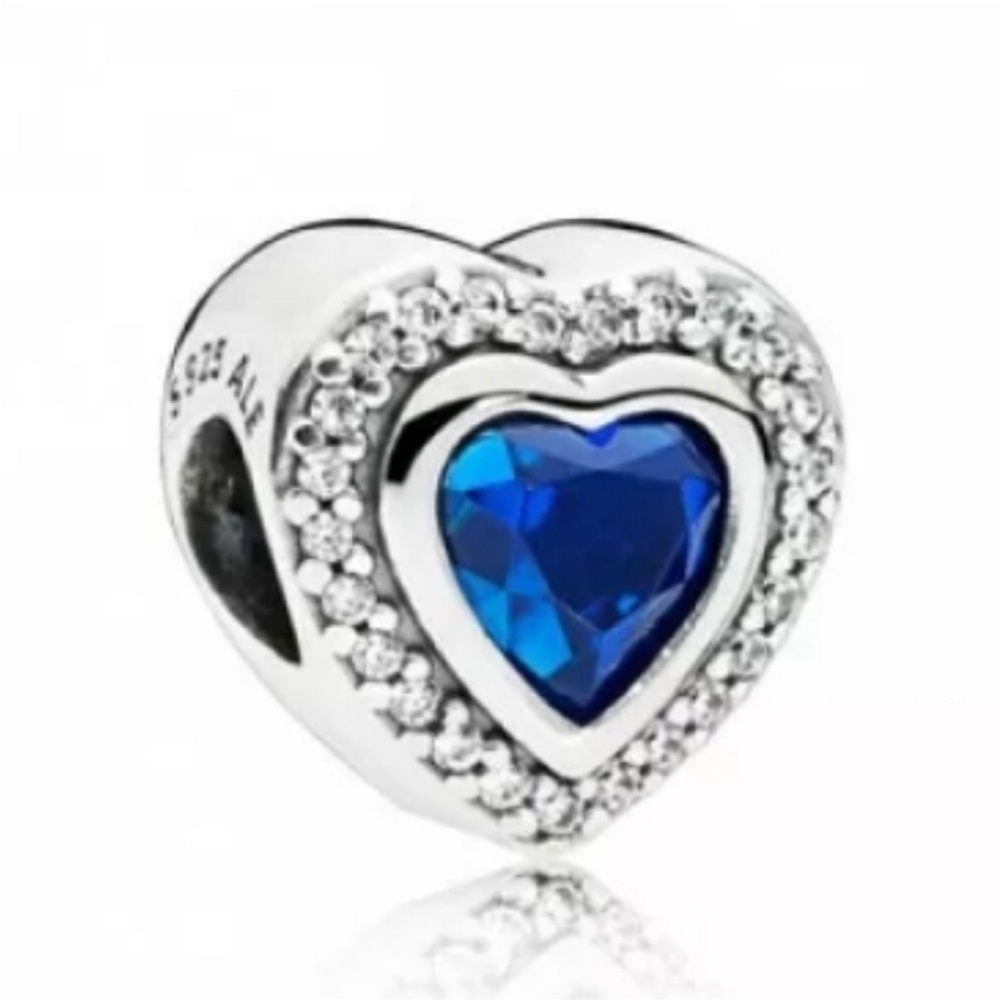 Pandora, Blue Sparkling Heart Charm.